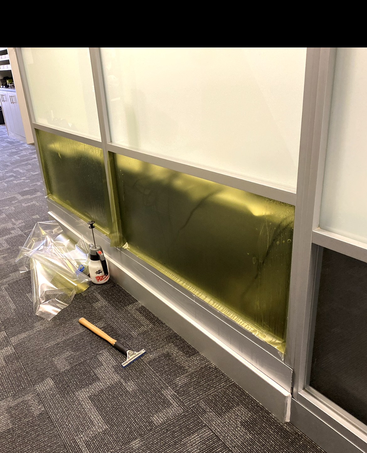 Frosted film, installation